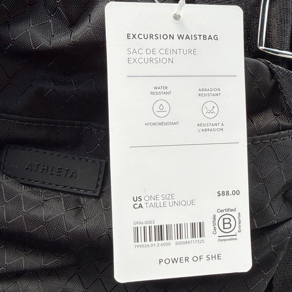 Athleta NWT Excursion‎ Waistbag Everywhere Stowaway Fanny Pack Bag Black - Picture 9 of 13